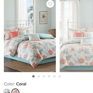 Brand new in box: Coral Seashell Bedding Set Queen pillows all included